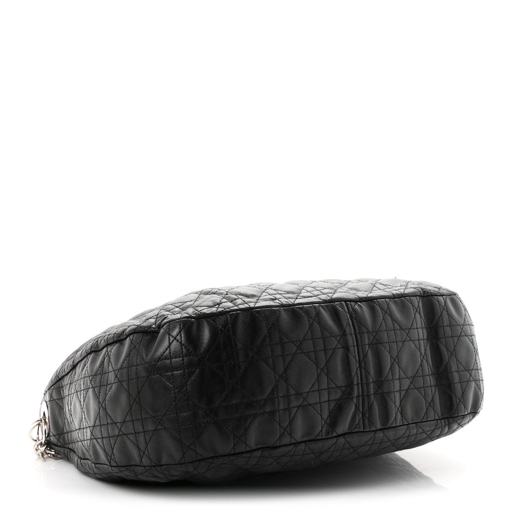 Christian Dior Lambskin Cannage Large Dior Soft Hobo Black