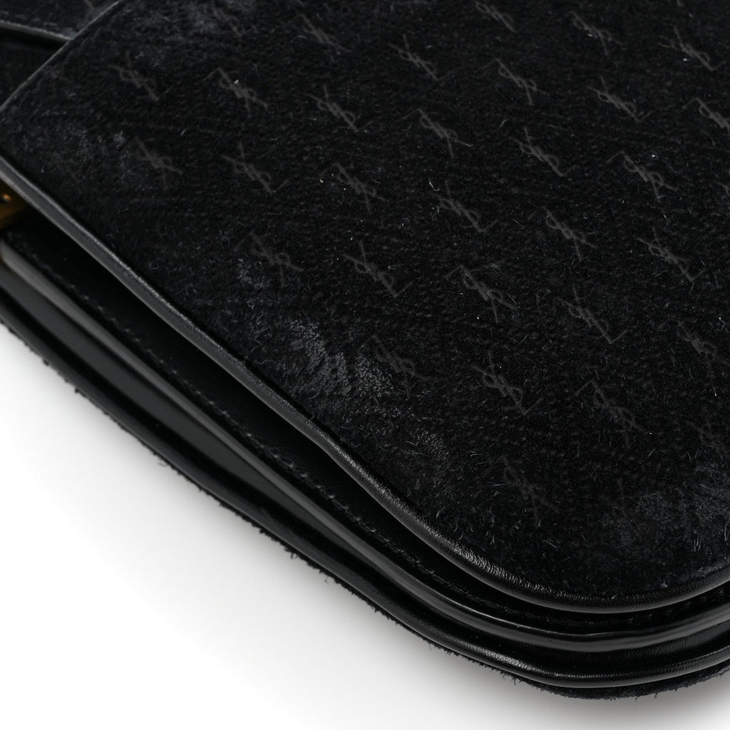 Saint Laurent Suede Le Monogramme Satchel Black