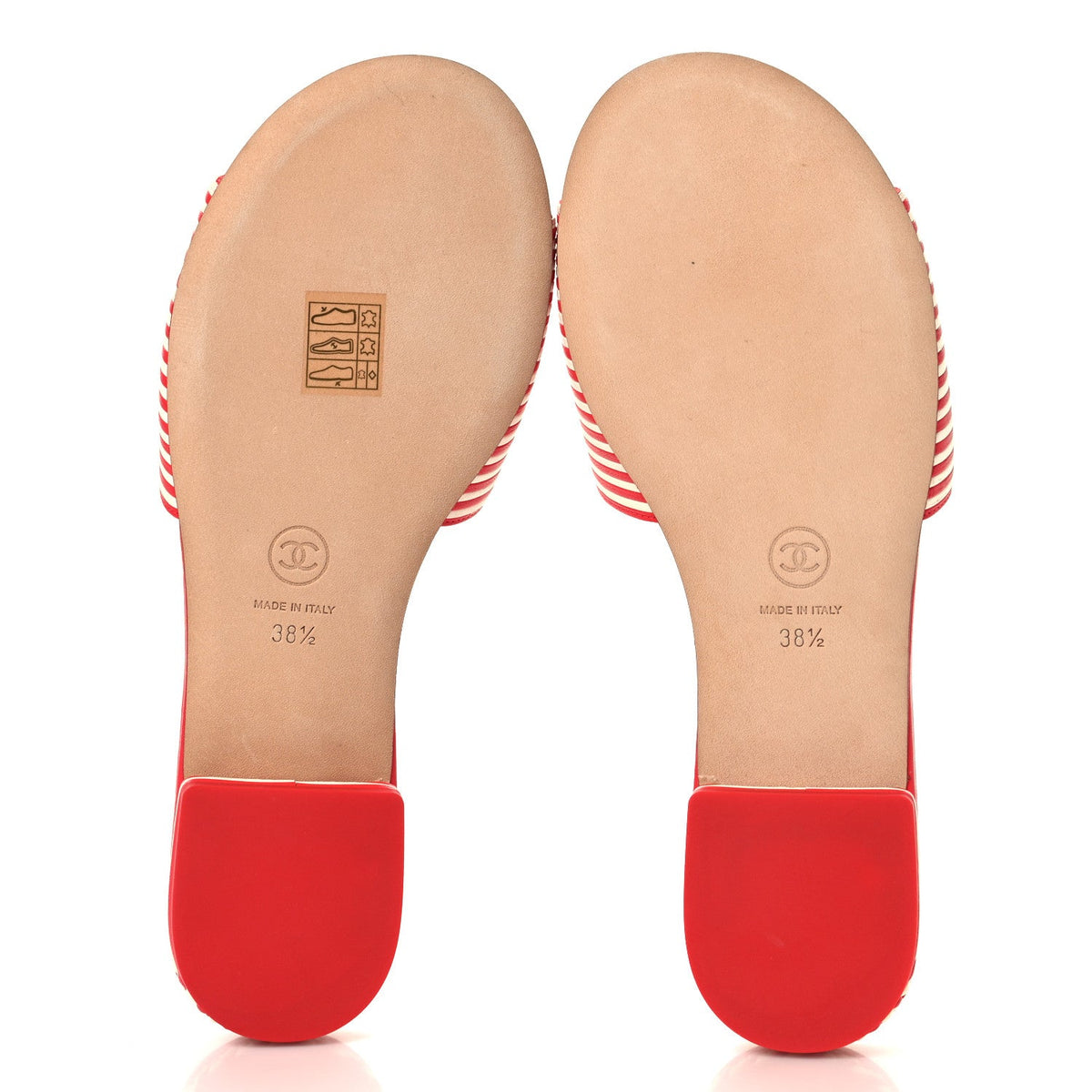 Chanel Lambskin Women's Braided CC Sandals 38.5 White Red