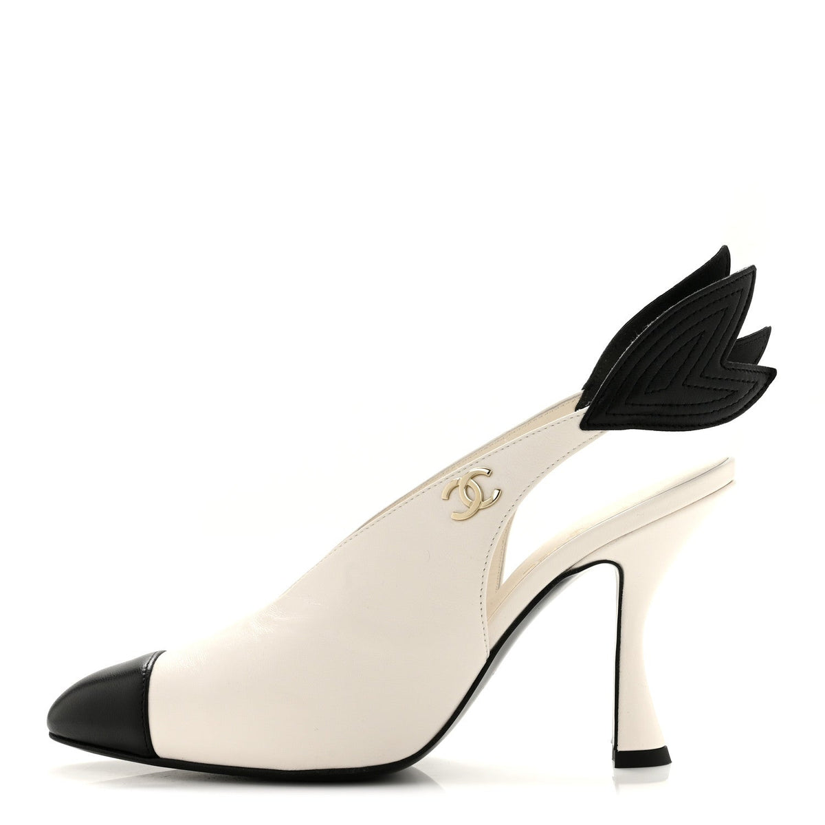 Lambskin Slingback Pumps White Black