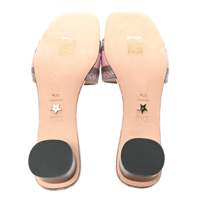 Christian Dior Canvas Toile De Jouy Women's Dway Slide Sandals 37.5 Quartz Grey
