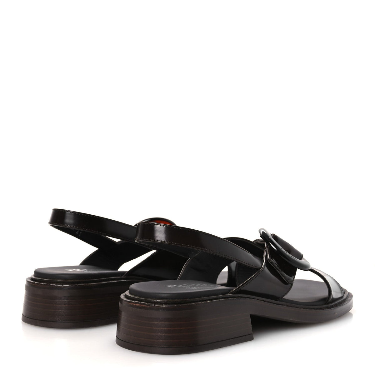 Prada Spazzolato Fume Women's Re-Edition 1996 Buckle Sandals 41 Bruciato
