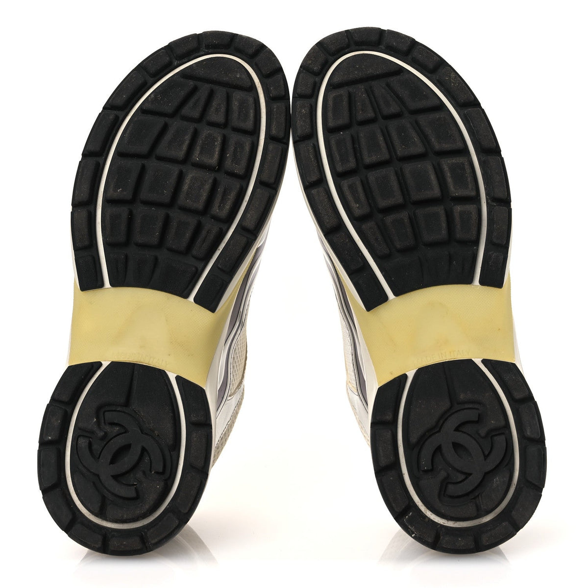 Chanel Fabric Laminated Calfskin Stretch CC Women's Sneakers