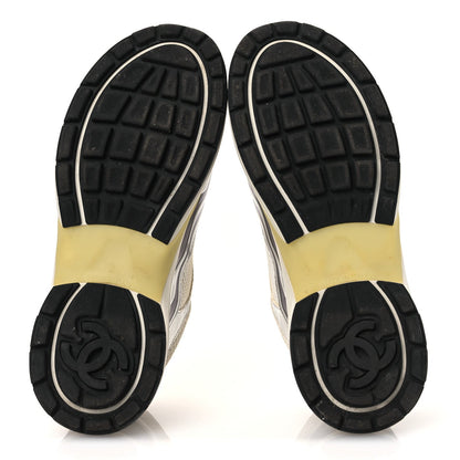 Chanel Fabric Laminated Calfskin Stretch CC Women's Sneakers