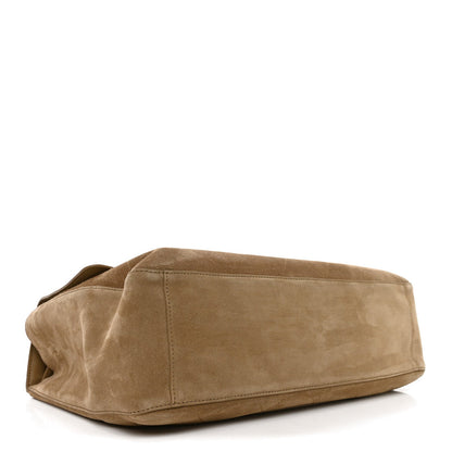 Maxi Calfskin Suede Flap Shoulder Bag