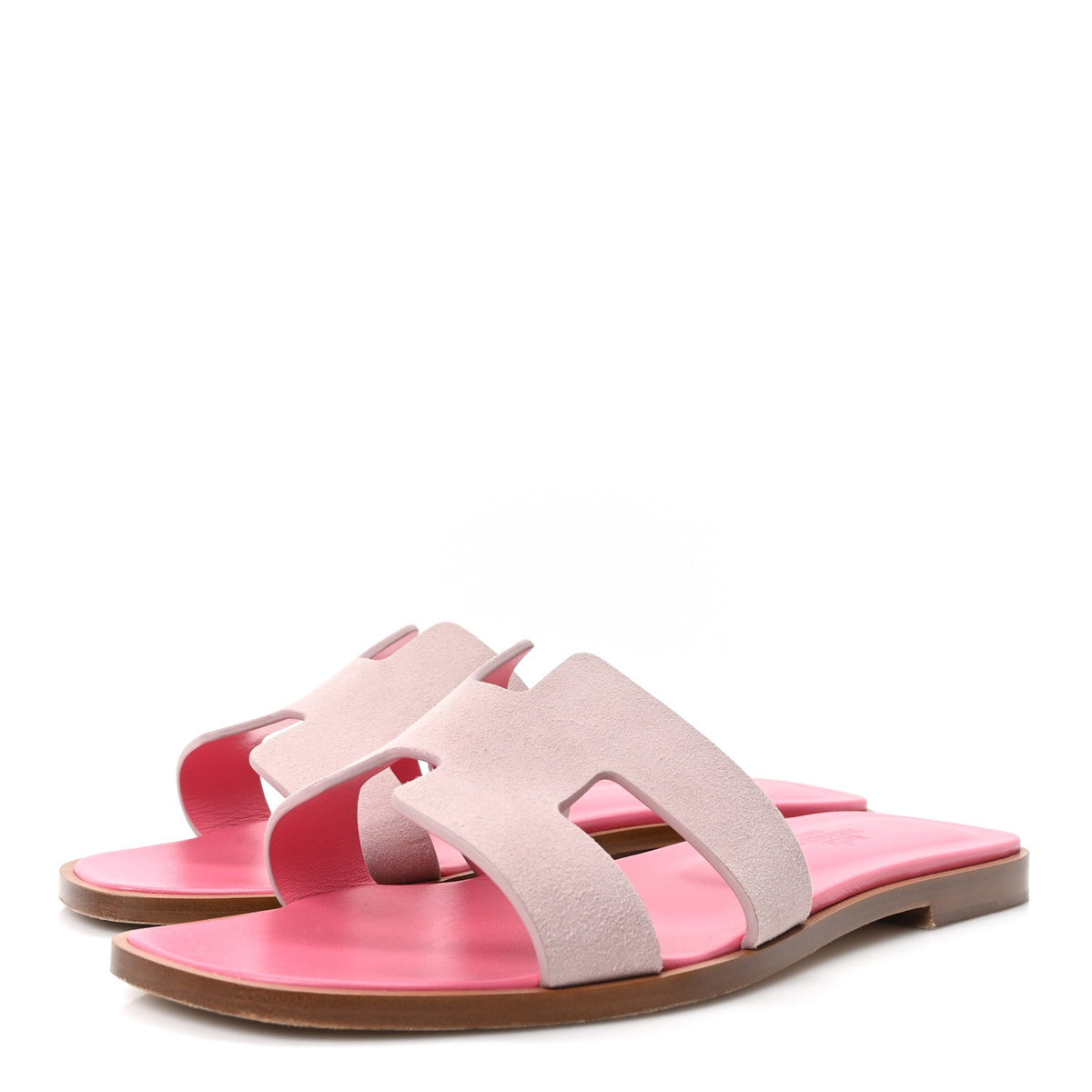 Hermès Suede Goatskin Oran Women's Sandals Rose Porcelaine