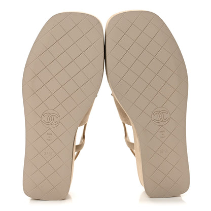 Chanel Suede Calfskin Platform CC Women's Sandals