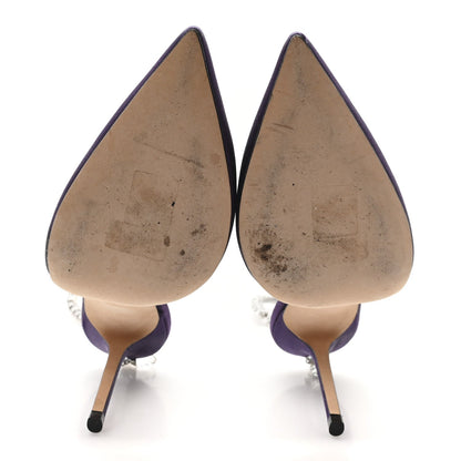 Jimmy Choo Satin Women's Crystal Saeda 100 Pumps 36.5 Cassis