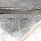 Bottega Veneta Metallic Lambskin Maxi Intrecciato Cassette Crossbody Bag Silver
