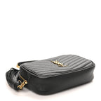 Saint Laurent Grain De Poudre Matelasse Monogram Mini Lou Camera Bag Black