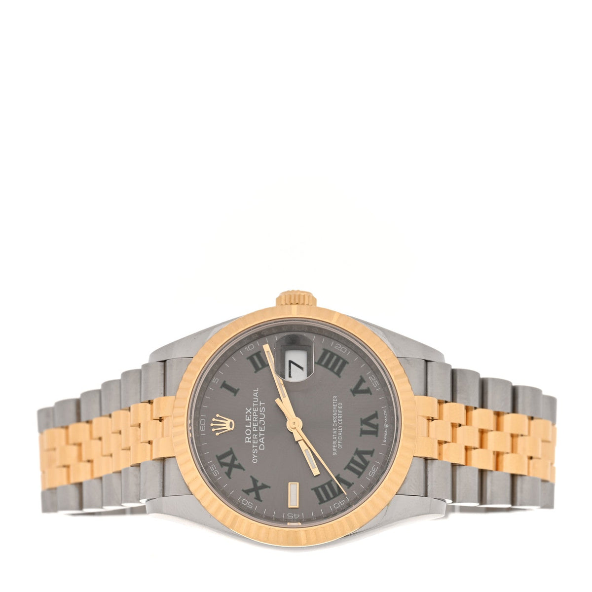 Rolex Stainless Steel 18K Yellow Gold 36mm Datejust Watch Slate 126233