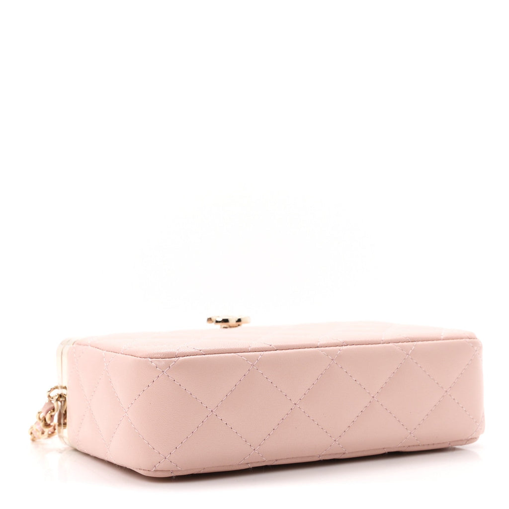 Chanel Lambskin Quilted CC Vanity With Chain Light Pink
