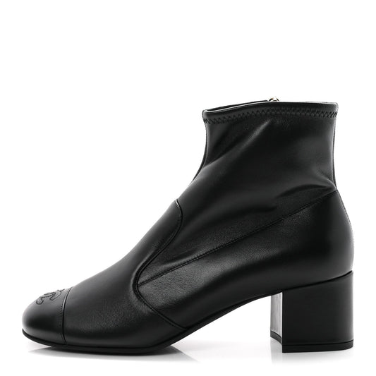 Chanel Stretch Lambskin Women's CC Uniform Boots 40.5 Black