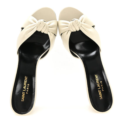 Saint Laurent Lambskin Women's Bianca 75mm Mules 40.5 Pearl