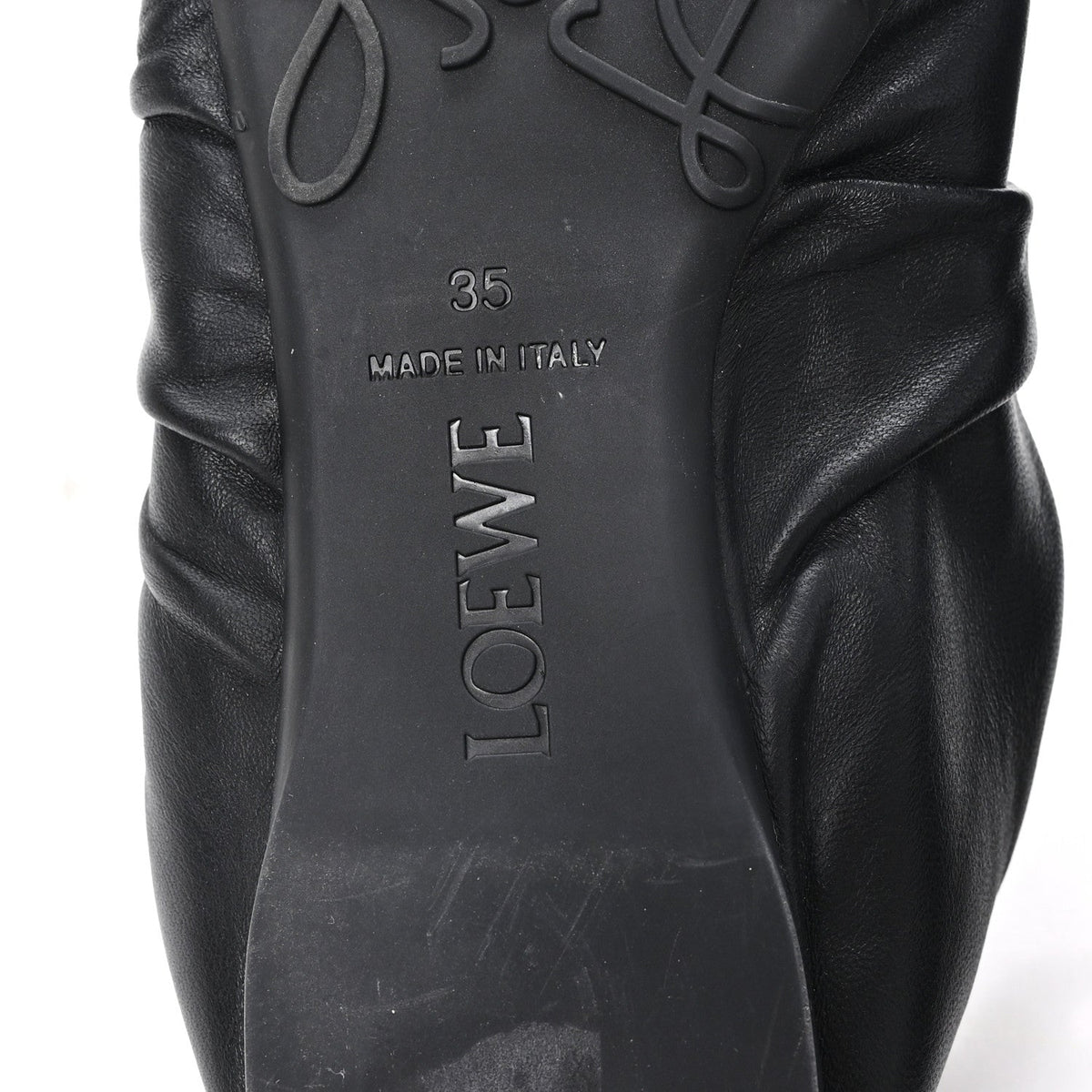 Loewe Lambskin Women's Pebble Ballerina Flats 35 Black