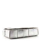 Bottega Veneta Metallic Lambskin Maxi Intrecciato Cassette Crossbody Bag Silver