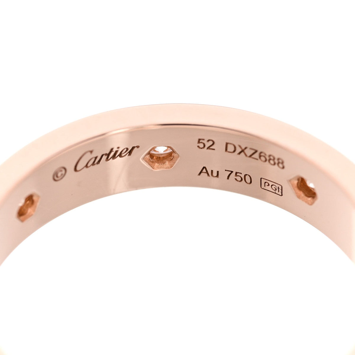 18K Pink Gold 8 Diamond 4mm LOVE Wedding Band Ring 52 6