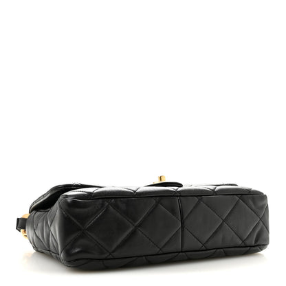 Large Quilted Lambskin Flap Shoulder Bag