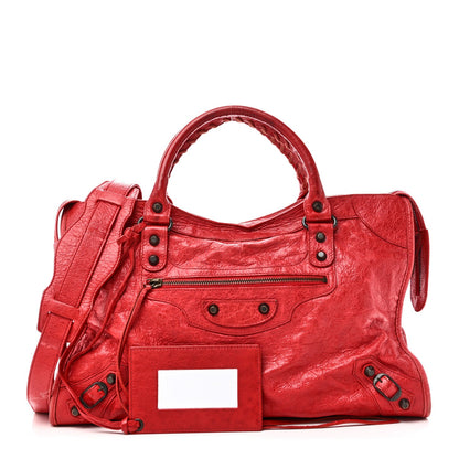 Agneau Classic Hardware City Rouge Coque Handbag