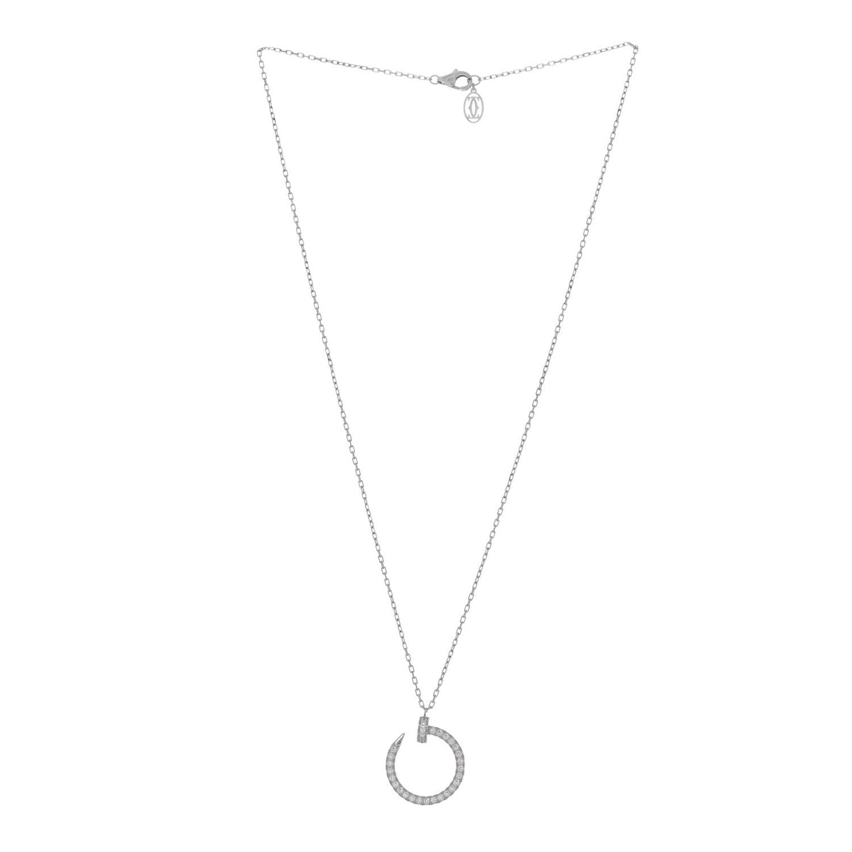 18K White Gold Diamond Juste Un Clou Paved Pendant Necklace