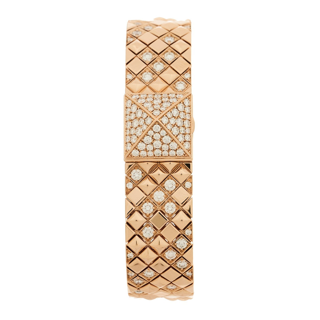 Hermes 18K Rose Gold Diamond 15mm Medor Joaillerie Quartz Watch