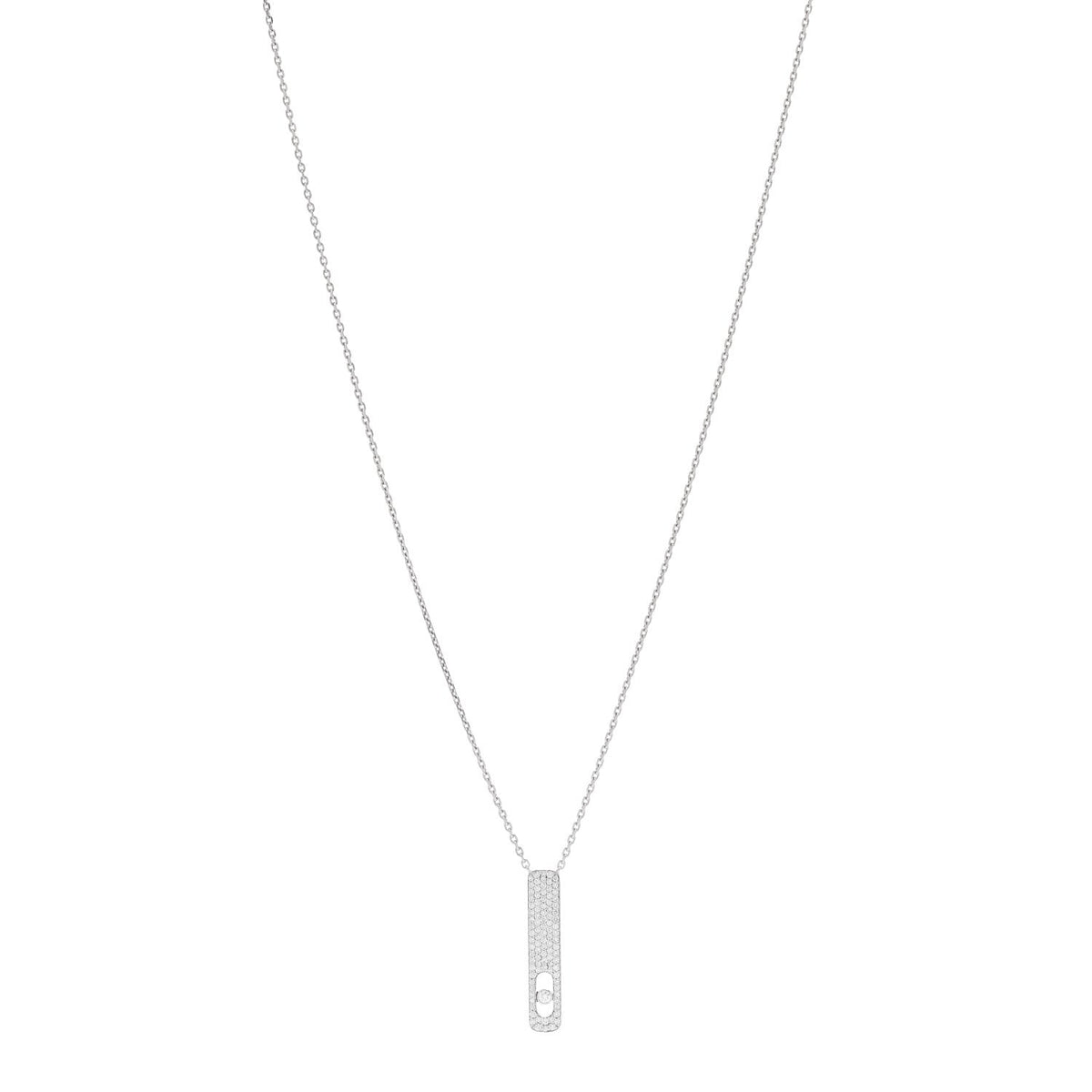 18K White Gold Diamond My First Pave Pendant Necklace