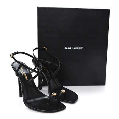 Saint Laurent Calfskin Women's Egado Date 110 Sandals 35 Black