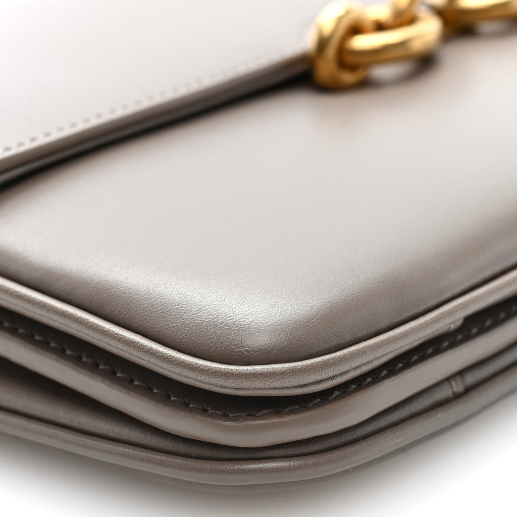 Saint Laurent Smooth Calfskin Le Maillon Satchel Greyish Brown