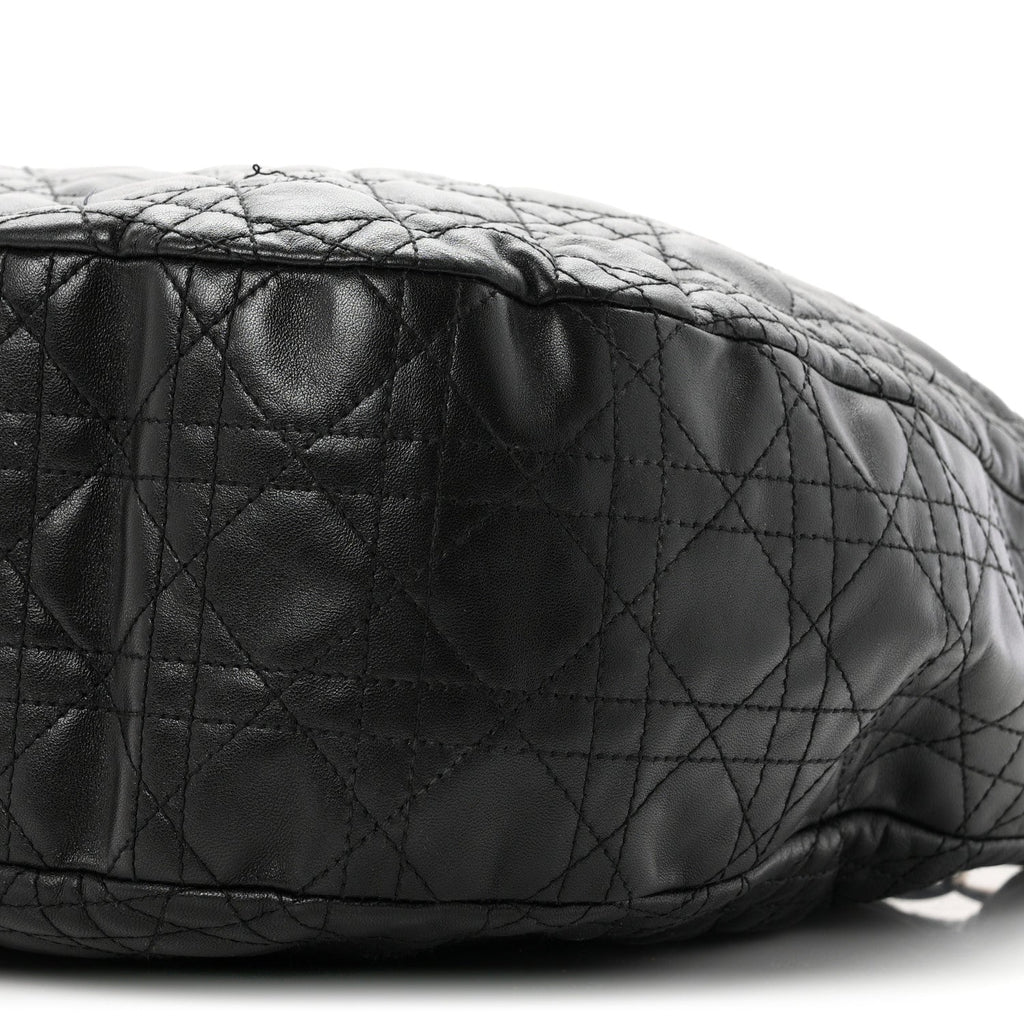 Christian Dior Lambskin Cannage Large Dior Soft Hobo Bag Black