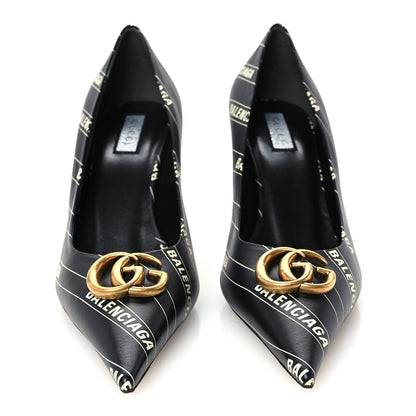 Balenciaga X Gucci Calfskin Women's Logo Knife 80mm Pumps 37.5 Black