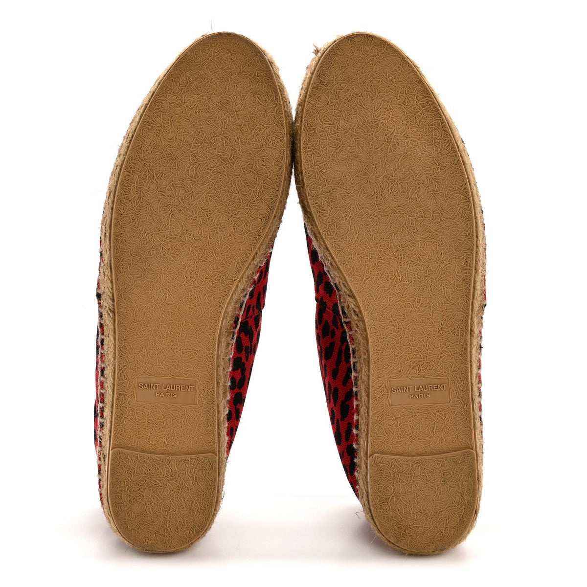 Saint Laurent Canvas Women's Leopard Print Espadrilles 38 Red Black