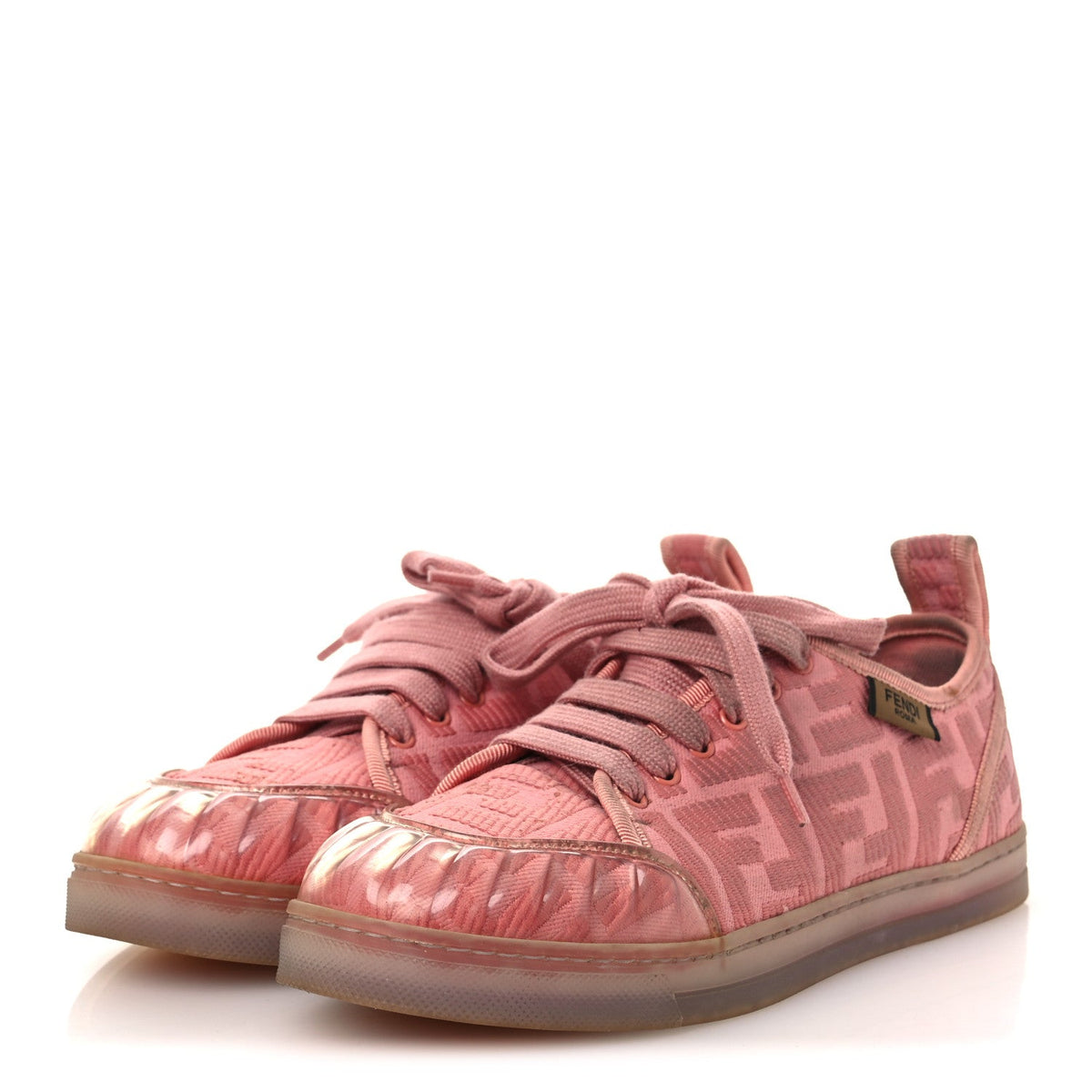 Fendi Corda FF Canvas Women's Promenade Low Top Sneakers 36.5 Pink