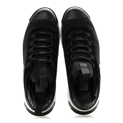 Chanel Velvet Calfskin Mixed Fibers Men's CC Sneakers 41 Black