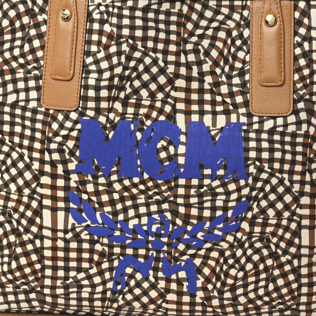 MCM Visetos Medium Liz Reversible Shopper Tote Cognac