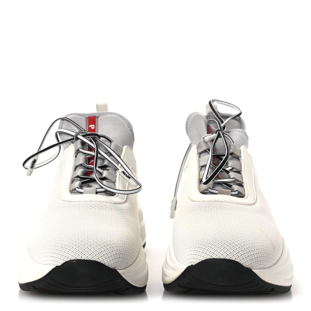 Prada Mesh Neoprene Women's America's Cup 45mm Sneakers 37.5 White Alluminio