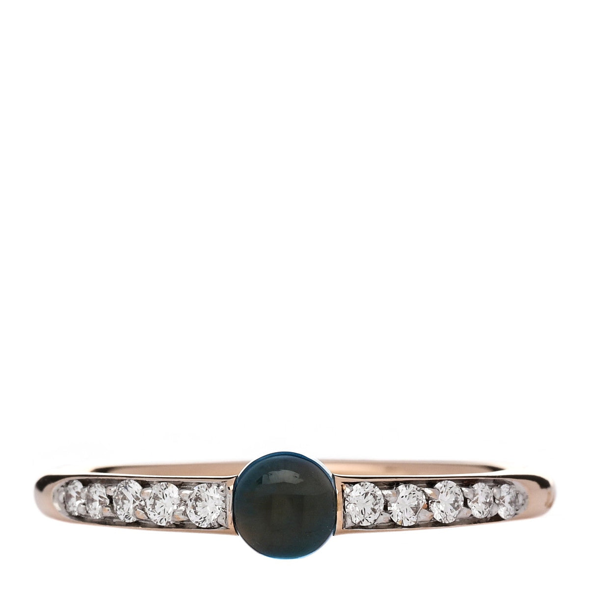18K Rose Gold Blue Topaz Diamond M'Ama Non M'Ama Ring 56 7.5