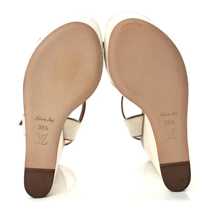 Louis Vuitton Denim Articles de Voyage Women's Wedges 38.5 Ecru
