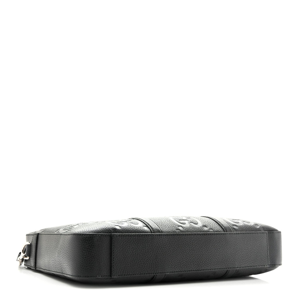 Gucci Piuma Calfskin Jumbo GG Embossed Briefcase Black