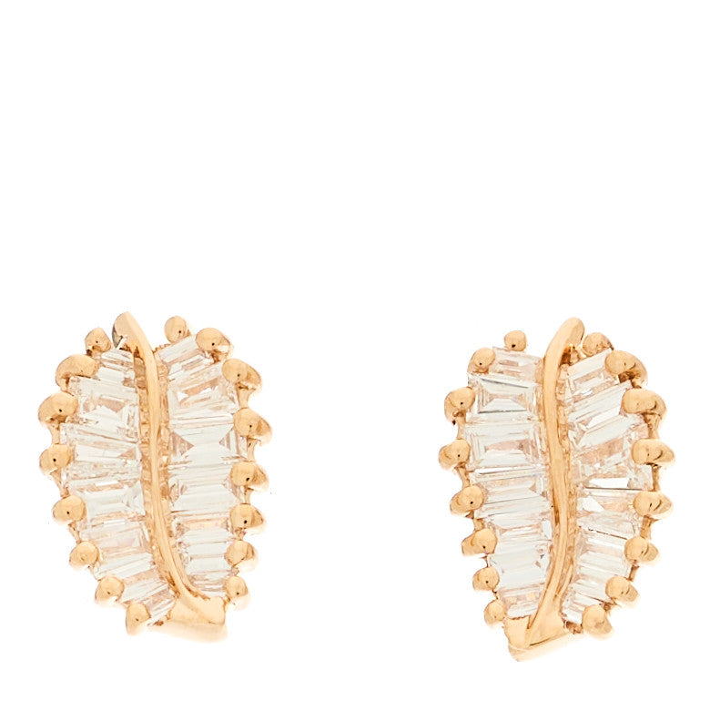 Anita Ko18K Rose Gold Diamond Small Palm Leaf Earrings