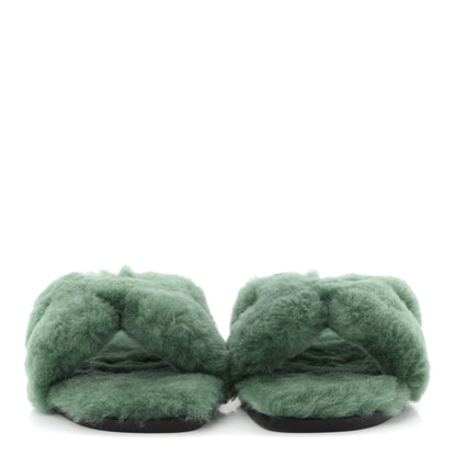 Hermes Woolskin Oran Women's Sandals Vert Anglais