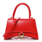 Balenciaga Shiny Box Calfskin Small Hourglass Top Handle Bag Bright Red