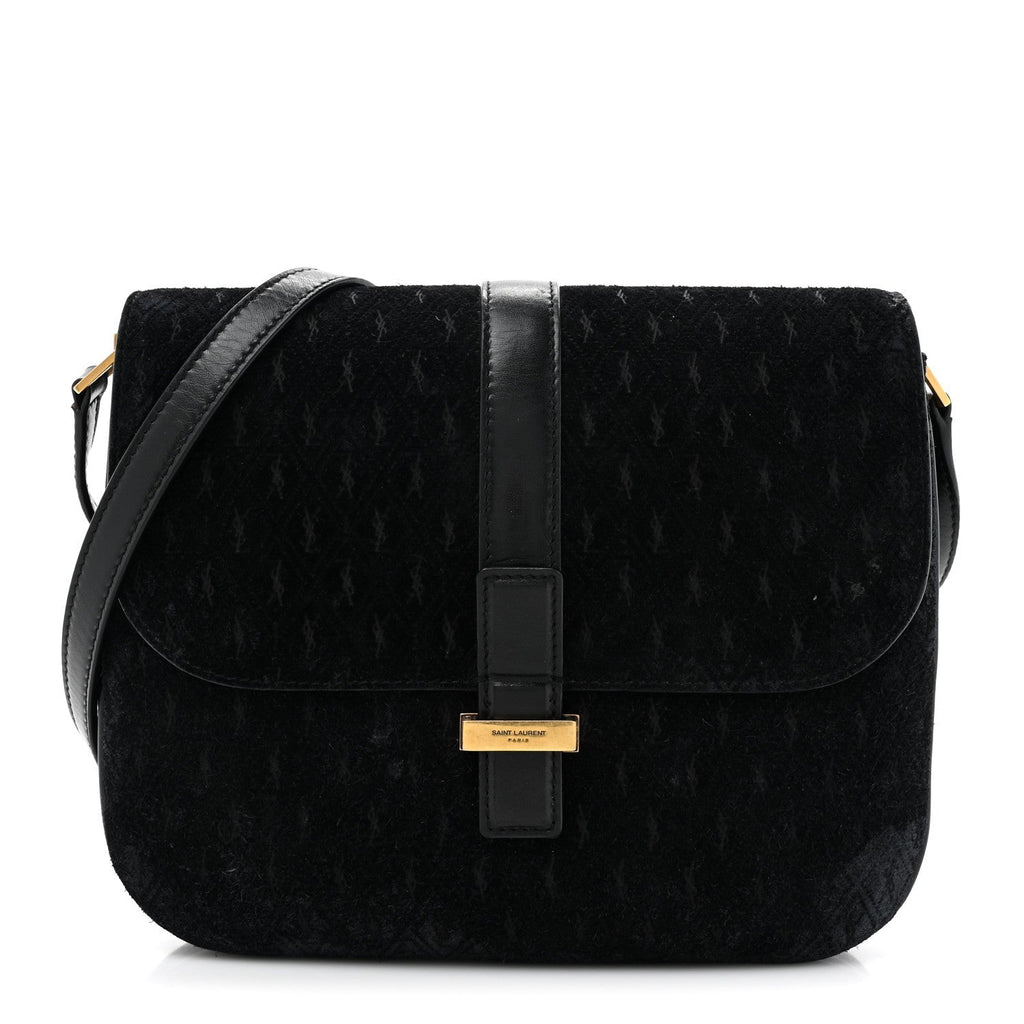 Saint Laurent Suede Le Monogramme Satchel Black