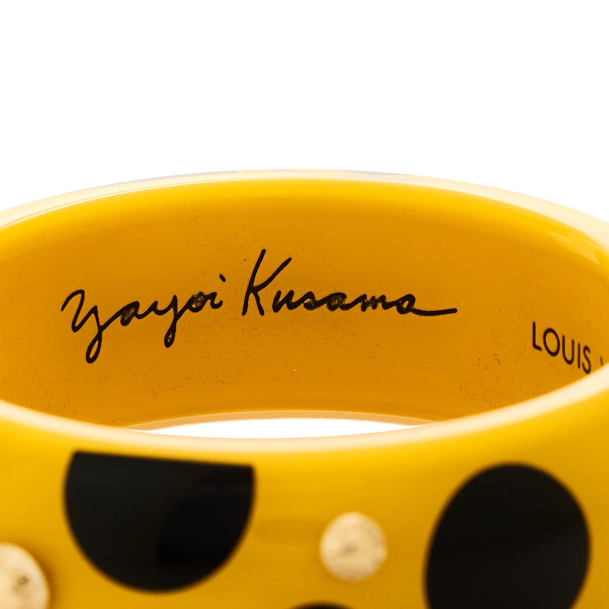 Kusama Infinity Dots Wide Bangle Bracelet PM Yellow