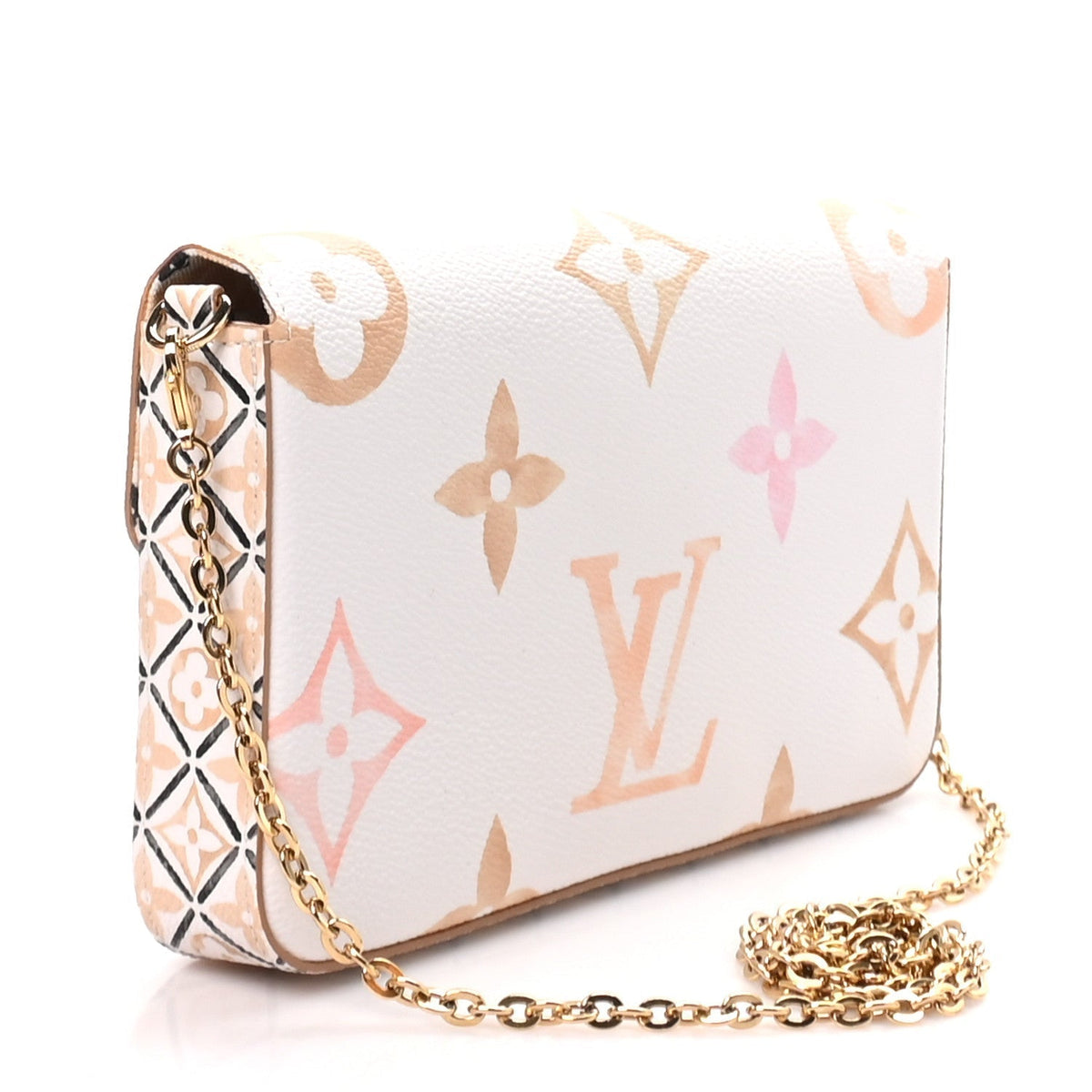 Louis Vuitton Monogram Giant Felicie Pochette Chain Wallet Beige