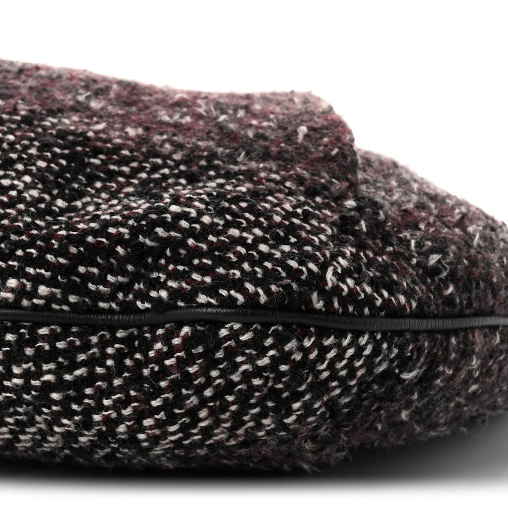 Chanel Calfskin Tweed Coco Pleats Hobo Bag Black Burgundy