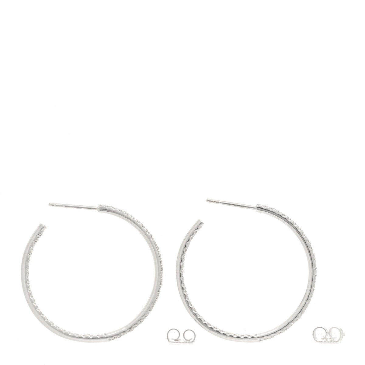 18K White Gold Diamond Large Hoop Earrings