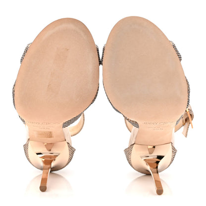 Jimmy Choo Lamé Glitter Women's Lottie Sandals 36.5 Macaroon