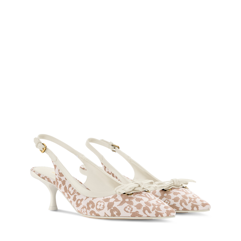 Women's 6AM Slingback Pump Brown Monogram Leopard Canvas 1AJMOY