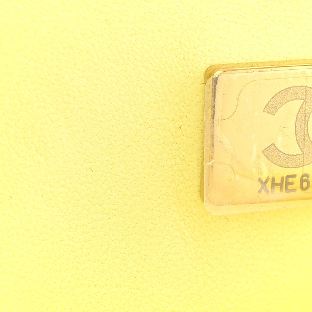 Chanel Lambskin Quilted Mini Chain Top Handle Rectangular Flap Light Yellow