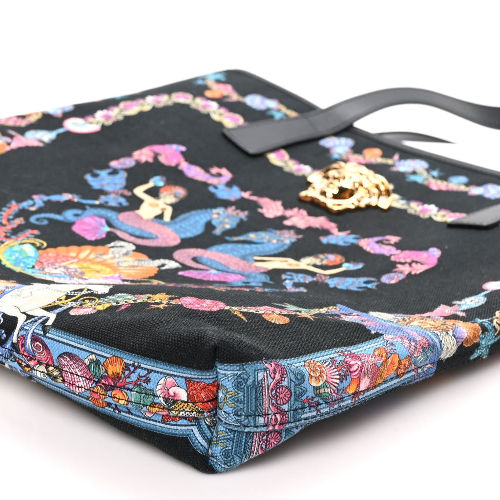 Versace Canvas Underwater Medusa Tote Black Multicolor